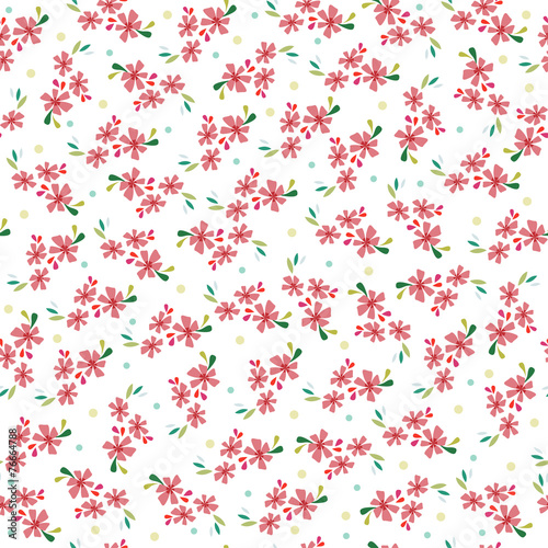 cute pink vector flowers seamless pattern