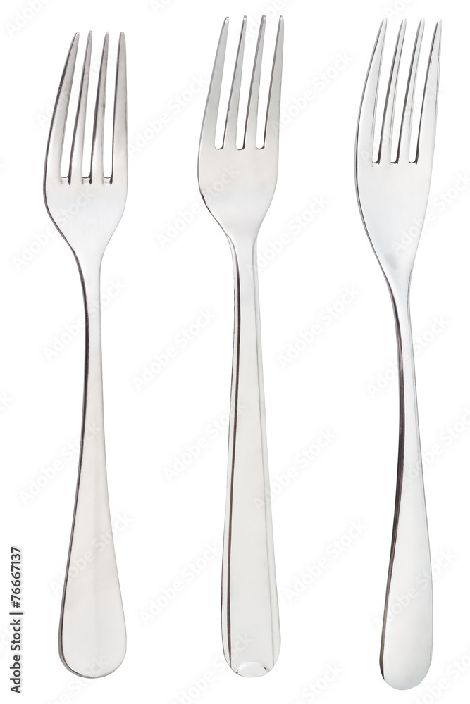 set of dinner forks isolated on white background set of dinner forks isolated on white background
