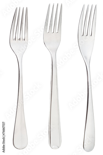 set of dinner forks isolated on white background
