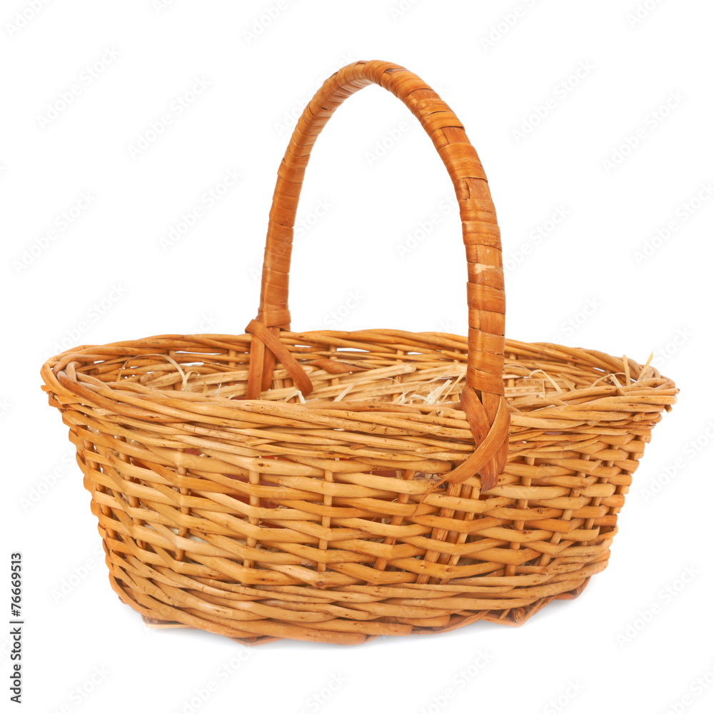 Empty wicker basket. Isolated on white Empty wicker basket. Isolated on white