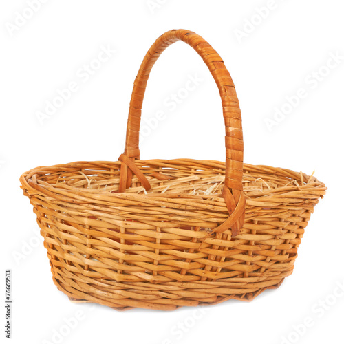 Empty wicker basket. Isolated on white