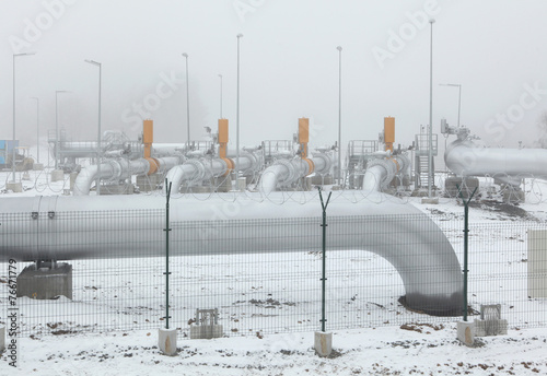 Delivery station at the natural gas pipeline. photo