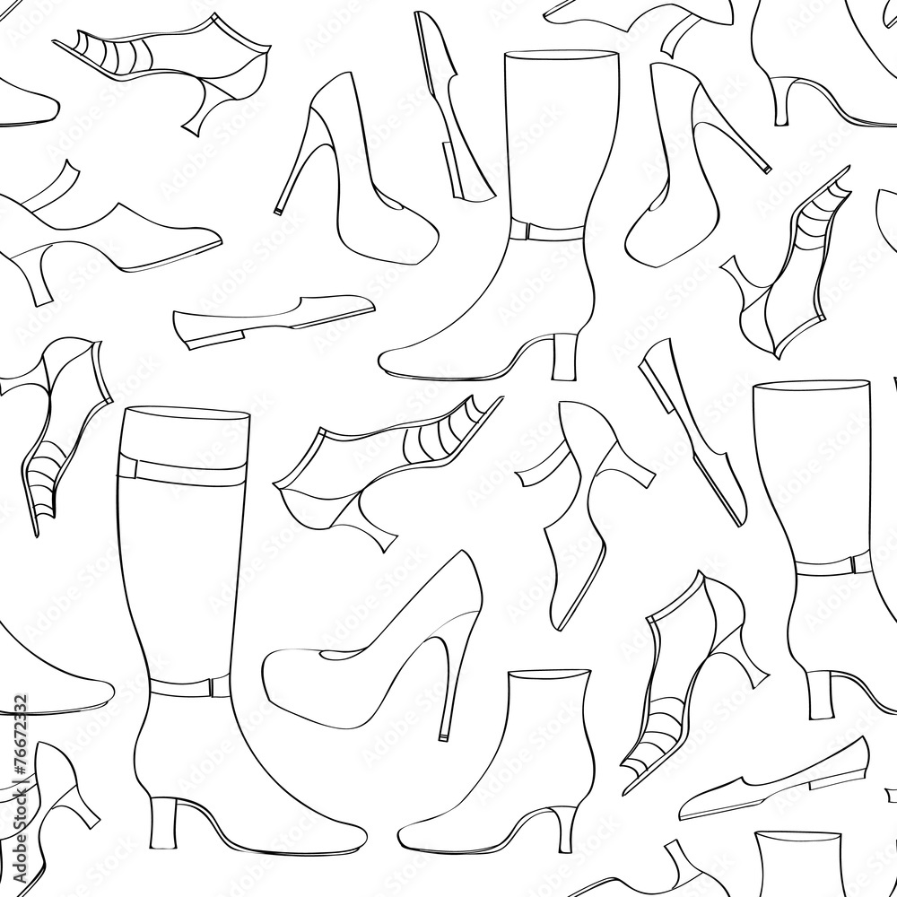 Shoes boots pattern. High heels fashion seamless texture. accessory background