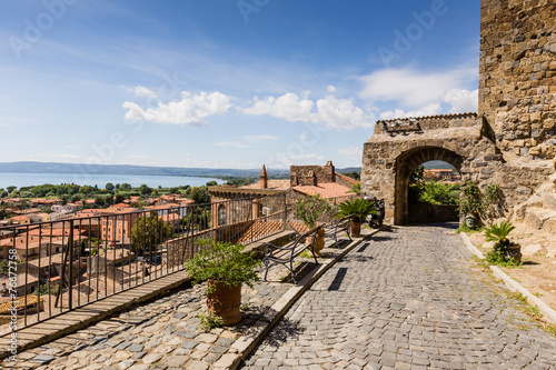 old houses in medieval town Bolsena, Italy