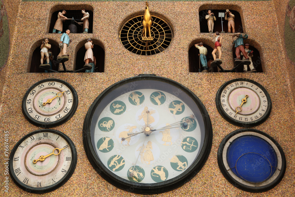 Medieval astronomical clock in Olomouc. - obrazy, fototapety, plakaty 