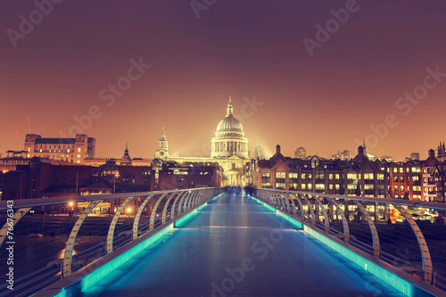 St. Paul Cathedral and millennium bridge, London , UK