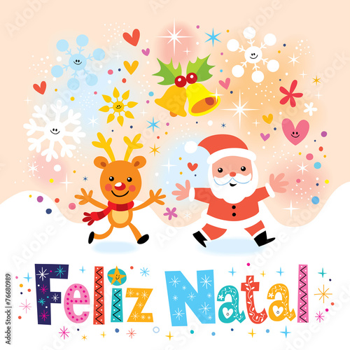 Merry Christmas Feliz Natal Portuguese greeting card