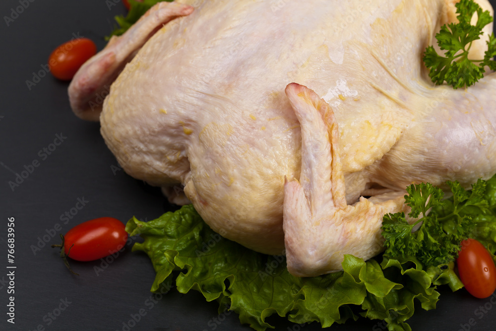 Whole Raw Chicken ready to cook. Selective focus. Whole Raw Chicken ready to cook. Selective focus.