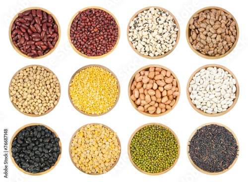 collection of legumes in the cup isolated