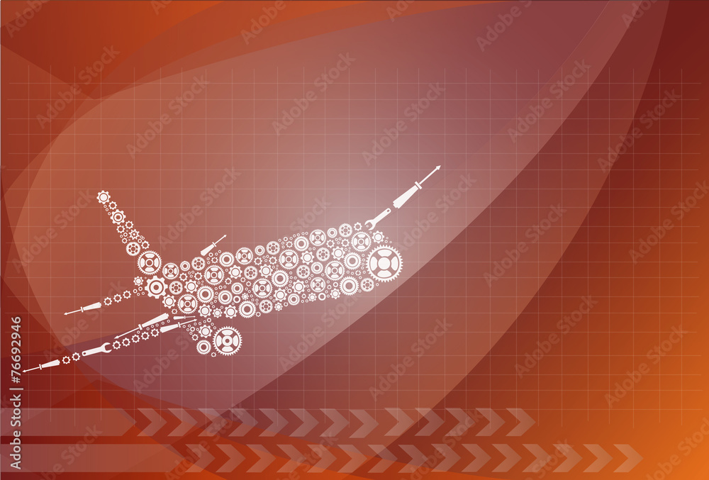 Airplane made by gear decoration vector