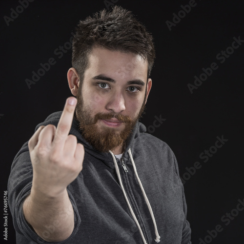 Goatee Young Man Showing Fuck You Sign © vlorzor