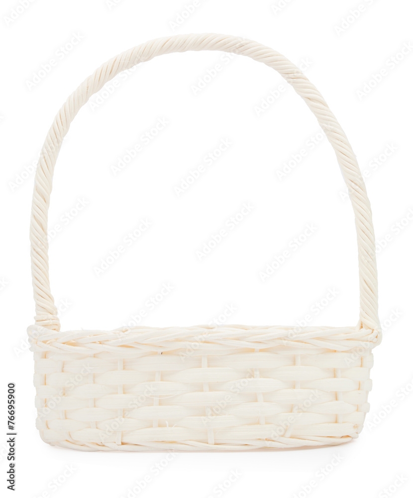 empty wicker basket  isolated on white background