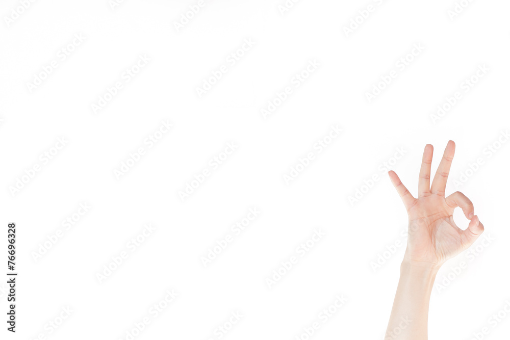 Japanese hand gesture: OK sign on isolated white background Japanese hand gesture: OK sign on isolated white background