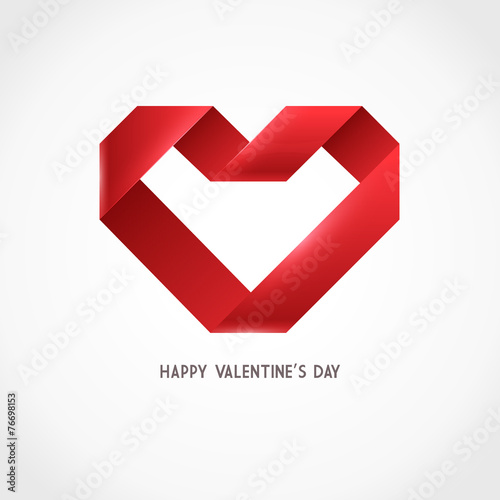 Vector Heart Ribbon Origami Logo Design