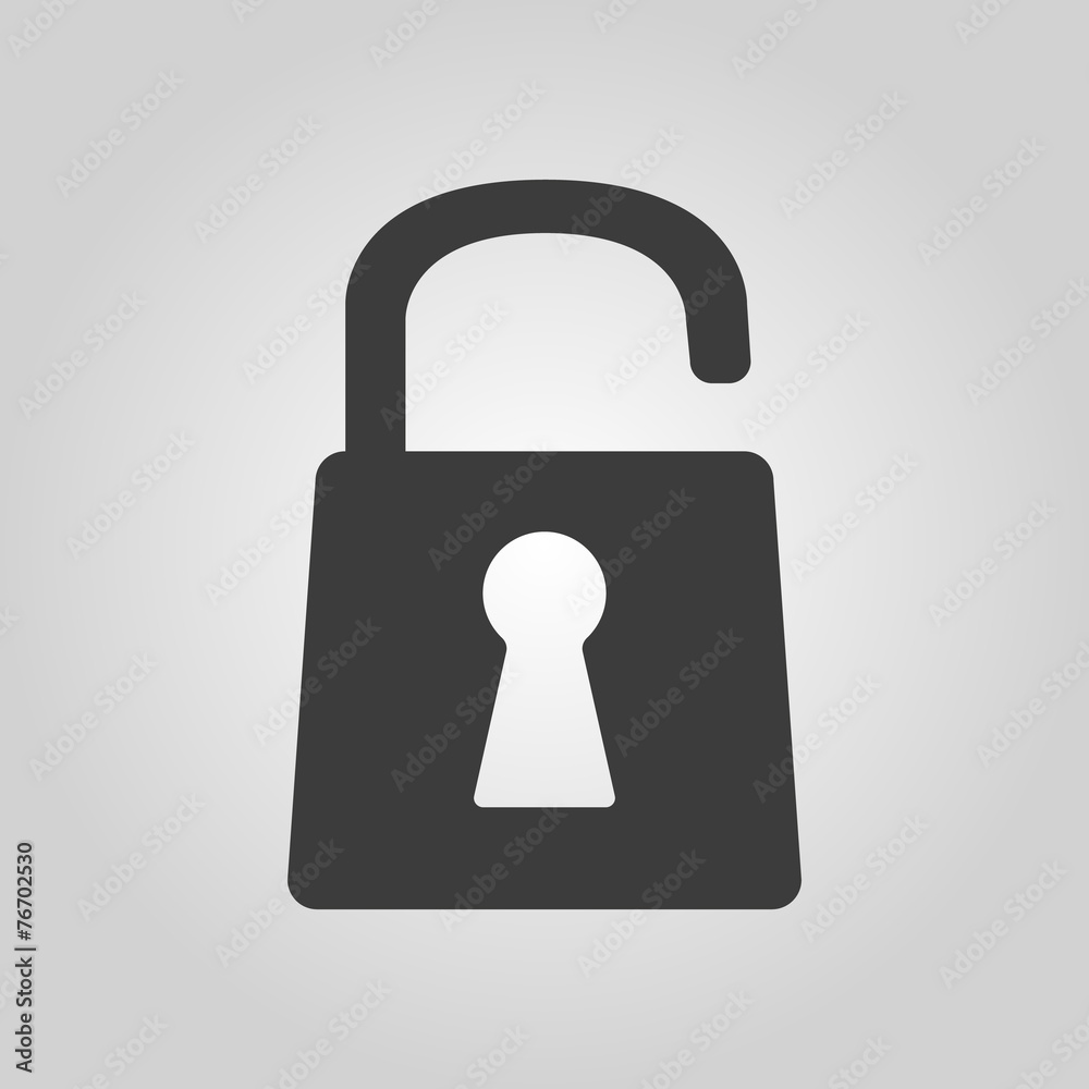 The open lock icon. Lock symbol. Flat The open lock icon. Lock symbol. Flat