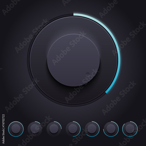 Vector Dark Knobs Set for Web and Mobile applications