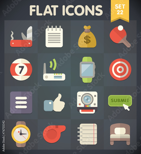 Universal Flat Icons for Web and Mobile Applications Set 22