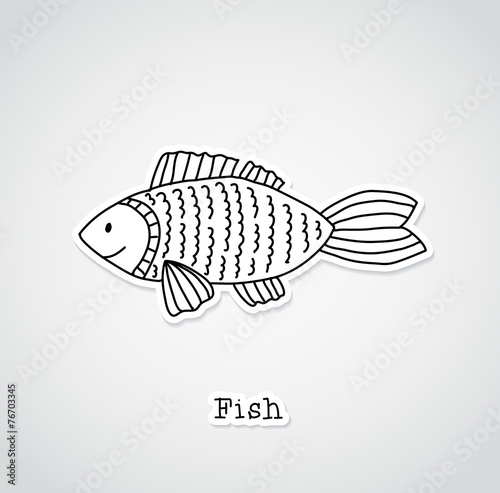 Fish drawing, sticker style