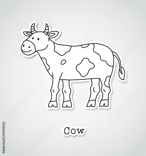 Cow drawing  sticker style