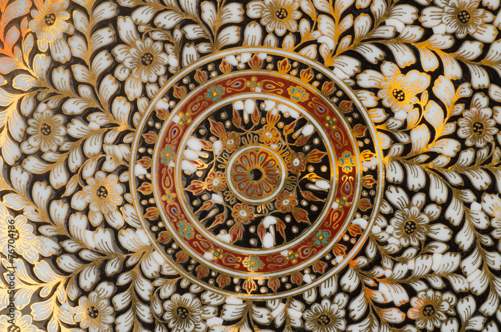 Details of Thai painting decorated on Thai porcelain