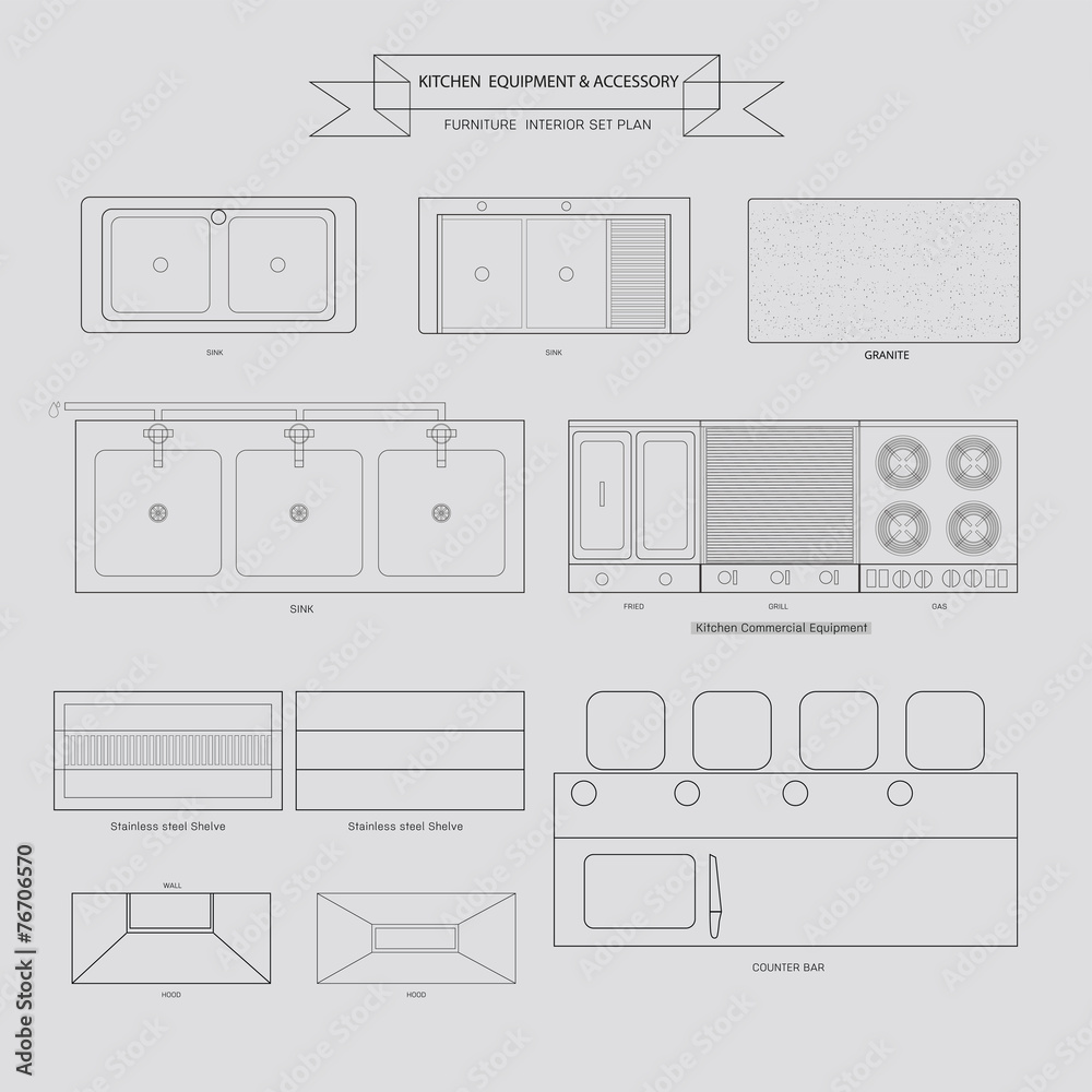 Kitchen Equipment and Accessory Furniture Outline Icon Kitchen Equipment and Accessory Furniture Outline Icon