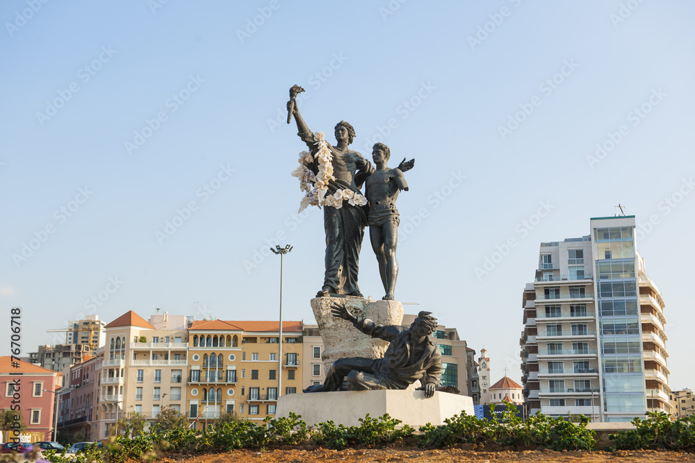 Naklejka premium Pomnik na „Place des Martyrs” w Bejrucie w Libanie