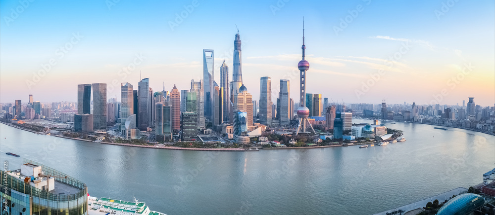 shanghai skyline panoramic view