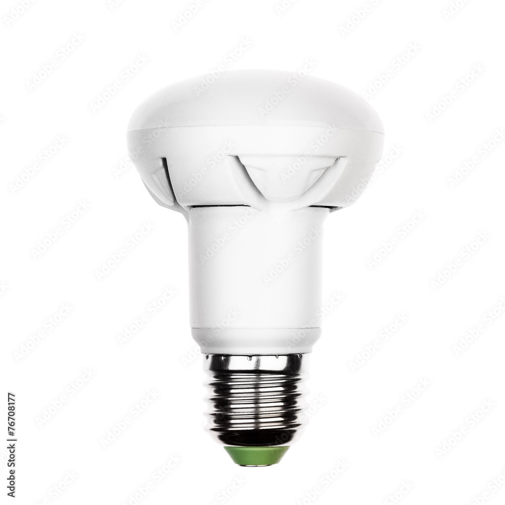 Energy saving LED light bulb (lamp) with e27 socket isolated on