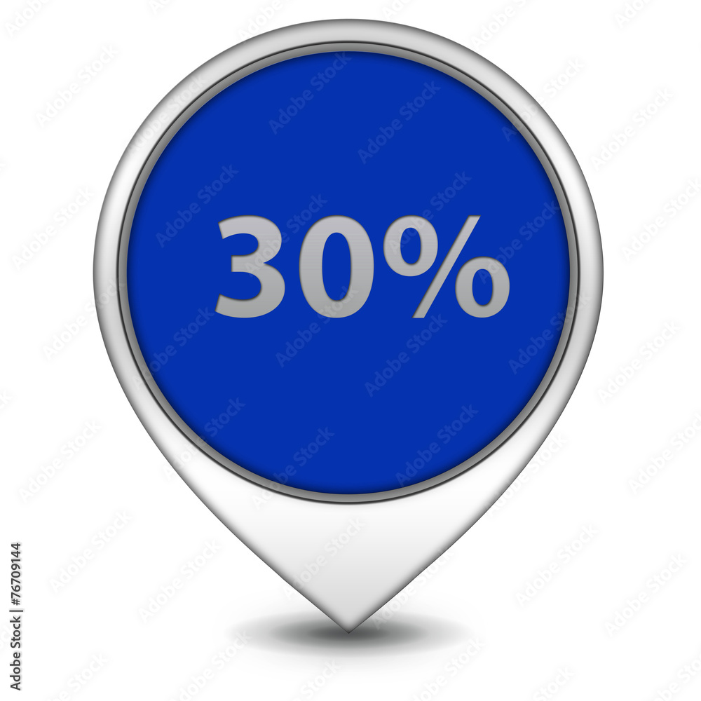Thirty percent pointer icon on white background Thirty percent pointer icon on white background