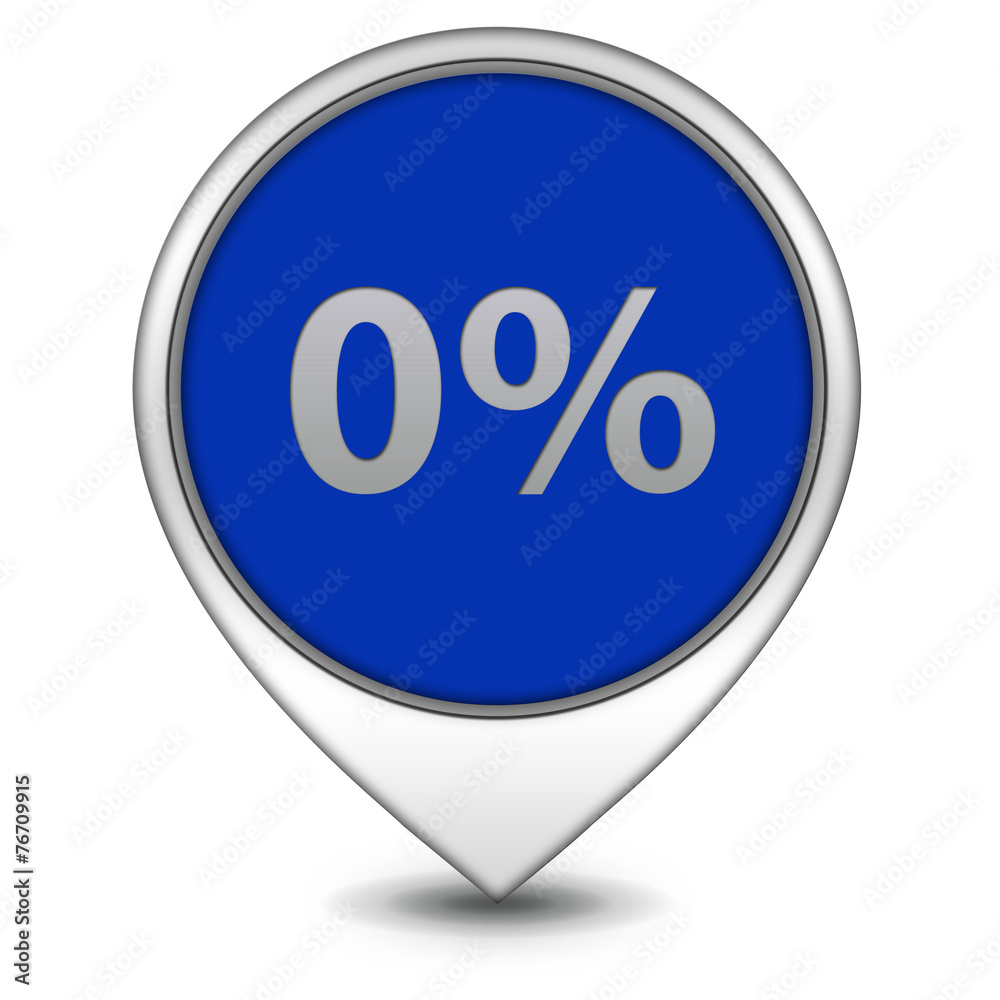 Zero percent pointer icon on white background Zero percent pointer icon on white background
