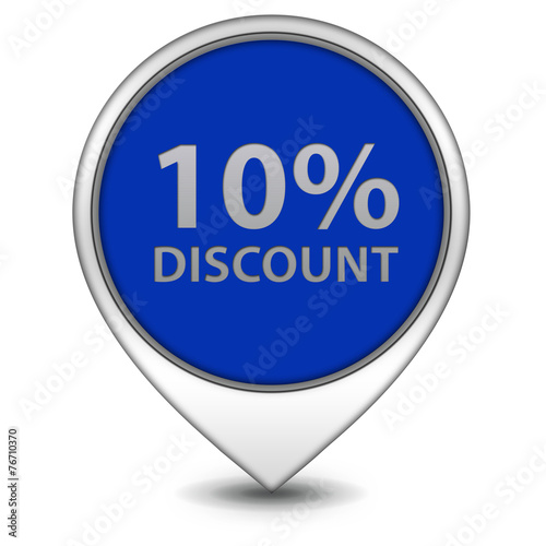 Discount ten percent pointer icon on white background