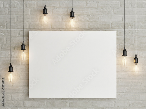 Mock up poster with ceiling lamps, 3d illustraton