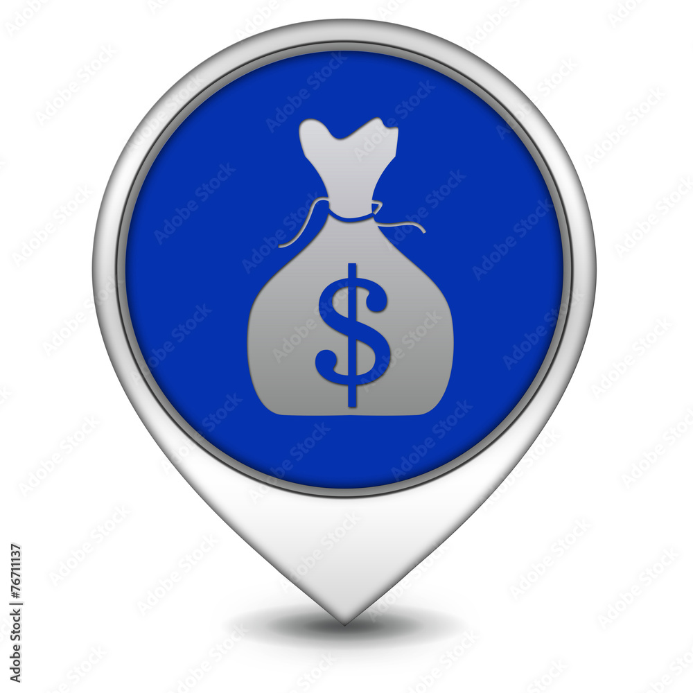 Dollar money bag pointer icon on white background Dollar money bag pointer icon on white background
