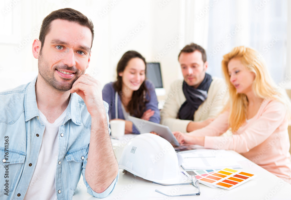 Portrait of an architect student during meeting Portrait of an architect student during meeting