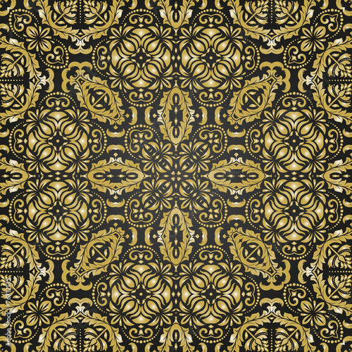Golden Pattern in the style of Baroque. Abstract Vector
