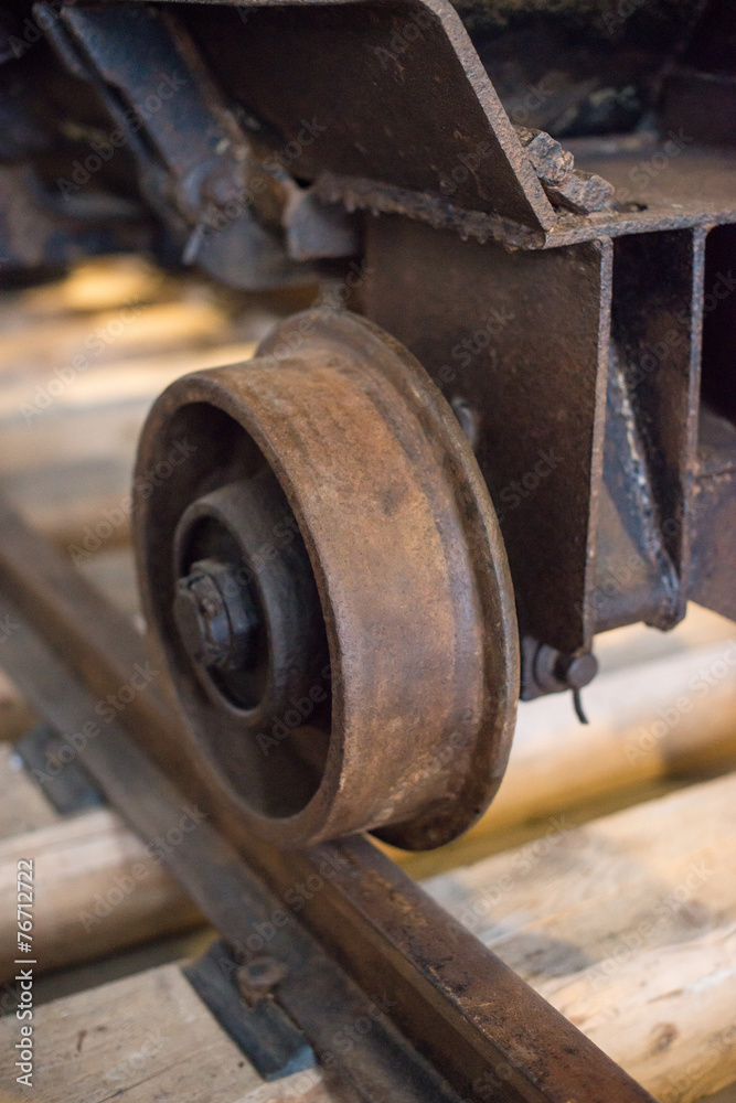 View of old coal mine cart.