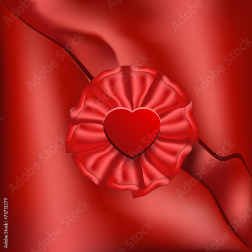 Valentines Day envelope wit heart and ribbons