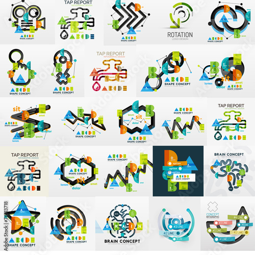 Vector mega collection of line and sticker infographics