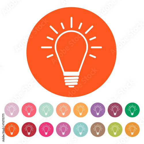 The Light lamp icon. Idea symbol. Flat