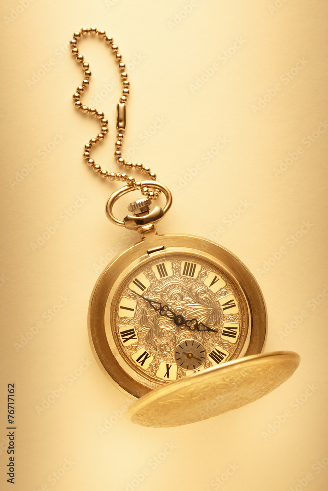 Golden pocket watch with chain Golden pocket watch with chain
