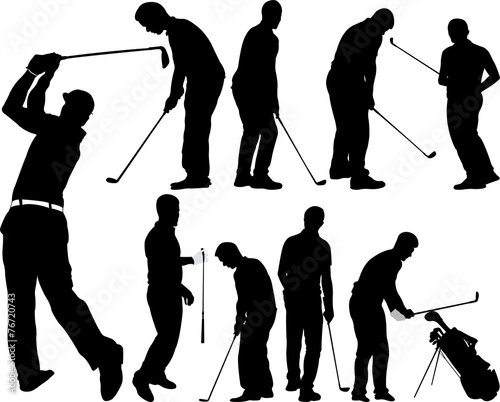 Golf players silhouettes - vector