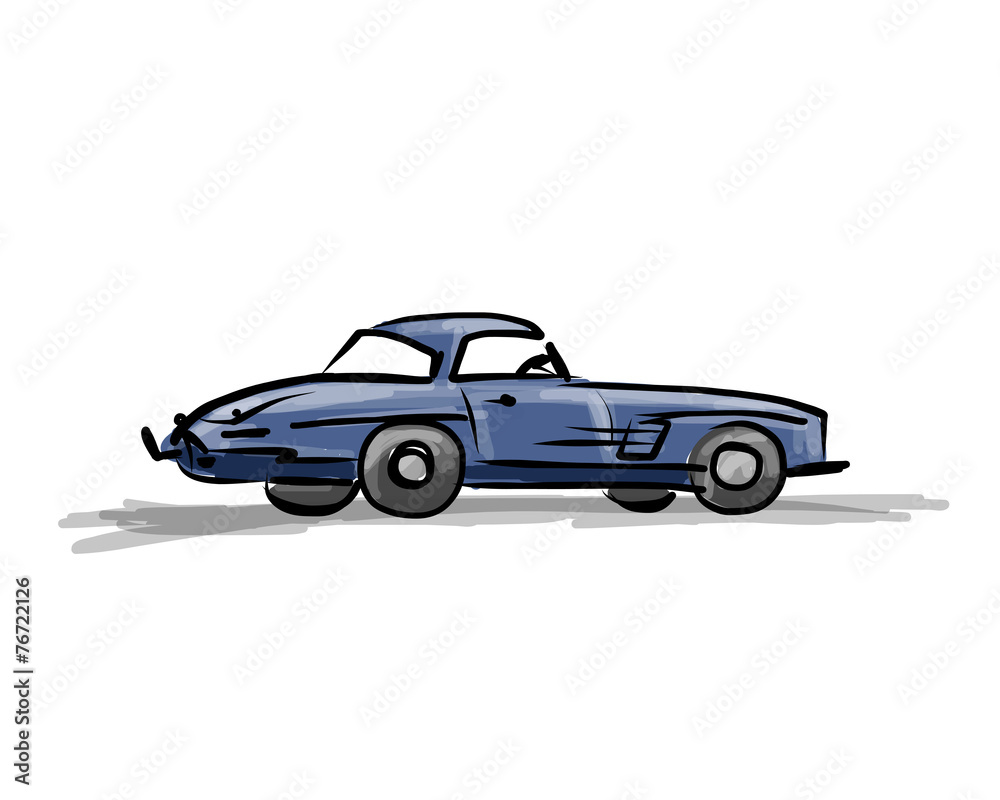 Retro sport car sketch for your design