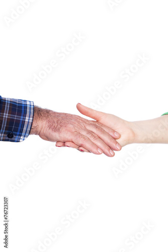 Closeup of woman´s hand holding old man hand ,care concept, © jinga80