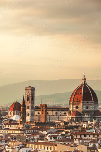 Picturesque view of Florence from Michelangelo Square, Italy photo