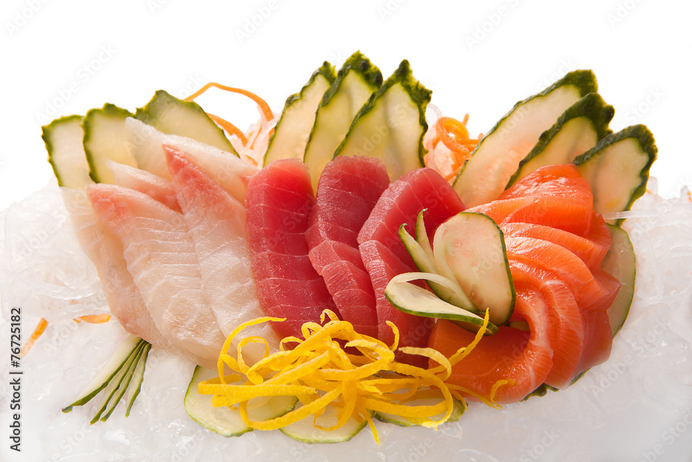 traditional sushi sashimi on a white background traditional sushi sashimi on a white background
