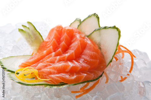 traditional sushi sashimi on a white background