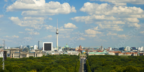 Canvas Print panoramic view at Berlin City Skyline from Tiergarten, Germany, Europe, Panorama