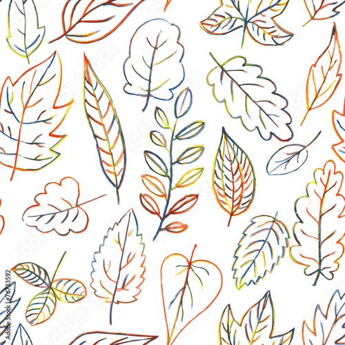 seamless pattern with autumn and summer leaves