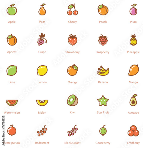 Fruits icon set