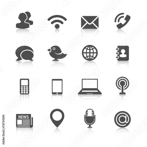 Communication Icons with Reflection